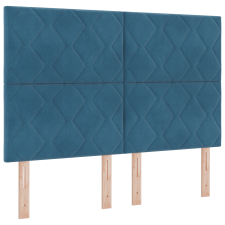 vidaXL Ágykeret Matraccal és LED-del Sötétkék 140x190 cm Bársony (3343380) ágy és ágykellék