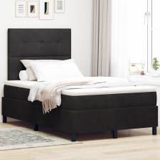 vidaXL Ágykeret Matraccal és LED fénnyel Fekete 120x190 cm Bársonyos ágy és ágykellék