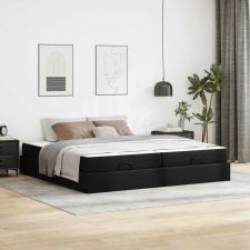 vidaXL Ágykeret matraccal matracmal 2 pcs Fekete PVC ágy és ágykellék