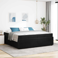 vidaXL Ágykeret matraccal matracmal Fekete 200 x 200 cm Bársony ágy és ágykellék