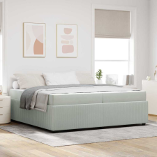 vidaXL Ágykeret matraccal matracmal Világosszürke 200 x 200 cm Bársony ágy és ágykellék