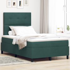 vidaXL Ágykeret Mattal Sötét Zöld 120x200 cm Bársony ágy és ágykellék