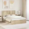 vidaXL Ágykeret tárolóval és fejtámlával Sonoma Tölgy 120 x 190 cm