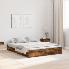 vidaXL Ágykeret tárolóval fiókkal fejtámlával tárolóval Füstölt tölgy 140 x 190 cm ágy és ágykellék