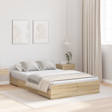 vidaXL Ágykeret tárolóval fiókkal sonoma tölgy 120 x 200 cm Faanyag ágy és ágykellék