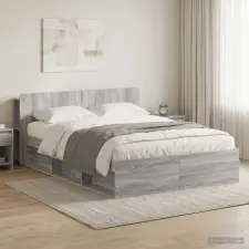 vidaXL Ágykeret tárolóval Szürke Sonoma 140 x 200 cm Szerelt Fa ágy és ágykellék