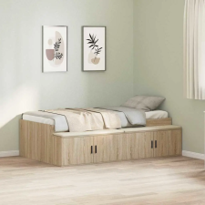 vidaXL Ágykeret tárolóval tárolóval sonoma tölgy 90 x 190 cm Faanyag ágy és ágykellék