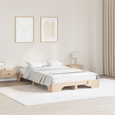 vidaXL Ágykeret Természetes Tömör fenyő 120 x 200 cm Tartós Négyzetes ágy és ágykellék