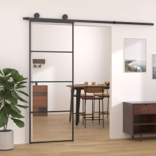 vidaXL alumínium és ESG üveg Tolóajtó 76x205cm #fekete nyílászáró