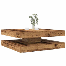 vidaXL antik fa dohányzóasztal 360 fokban forgatható 90x90x34,5 cm bútor