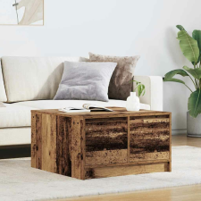 vidaXL antik fa dohányzóasztal fiókokkal 70,5x70x40 cm bútor