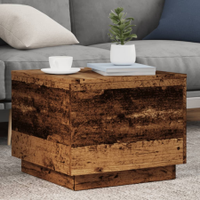 vidaXL antik fa színű dohányzóasztal LED-lámpákkal 50 x 50 x 40 cm bútor