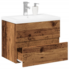 vidaXL antik fa színű mosdószekrény beépített mosdóval 61x39,5x49 cm fürdőszoba bútor