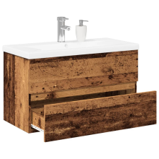 vidaXL antik fa színű mosdószekrény beépített mosdóval 81x39,5x49 cm fürdőszoba bútor