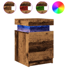 vidaXL antik fa színű szerelt fa éjjeliszekrény LED-del 35x39x55 cm (857654) bútor