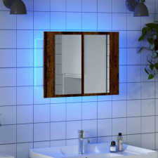 vidaXL antik fa színű szerelt fa tükörszekrény LED-del 60x12x45cm fürdőszoba bútor