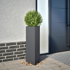 vidaXL antracit acél háromszög alakú kerti növénytartó 30 x 26 x 75 cm kerti tárolás