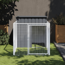 vidaXL antracit horganyzott acél kutyakennel kifutóval 110x201x110 cm szállítóbox, fekhely kutyáknak