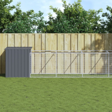 vidaXL antracit horganyzott acél kutyakennel kifutóval 110x609x110 cm szállítóbox, fekhely kutyáknak