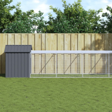 vidaXL antracit horganyzott acél tyúkketrec kifutóval 117x1221x123 cm haszonállat felszerelés