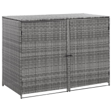 vidaXL antracit polyrattan dupla tároló gurulós kukához 148x77x111 cm kerti tárolás