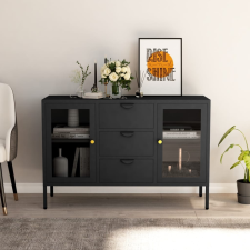 vidaXL antracitszürke acél és edzett üveg tálalószekrény 105x35x70 cm bútor