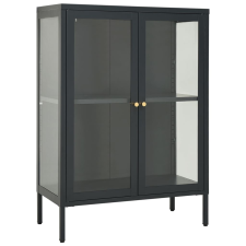vidaXL antracitszürke acél és üveg tálalószekrény 75 x 35 x 105 cm (336072) bútor