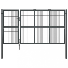 vidaXL Antracitszürke acél kertkapu póznákkal 350 x 140 cm kerti dekoráció