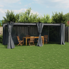 vidaXL antracitszürke acél pavilon függönyökkel 6 x 3 m kerti bútor