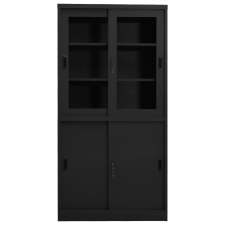 vidaXL antracitszürke acél tolóajtós irodai szekrény 90 x 40 x 180 cm (335965) bútor