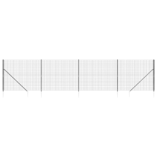 vidaXL antracitszürke dróthálós kerítés cövekekkel 2x10 m (154278) építőanyag