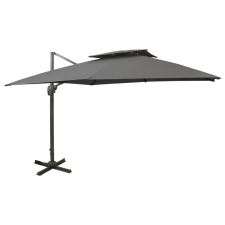 vidaXL antracitszürke dupla tetejű konzolos napernyő 300 x 300 cm kerti bútor