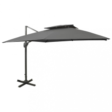 vidaXL Antracitszürke dupla tetejű konzolos napernyő 300 x 300 cm kerti bútor