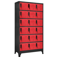 vidaXL antracitszürke és piros acél zárható szekrény 90 x 40 x 180 cm bútor