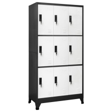 vidaXL antracitszürke-fehér acél zárható szekrény 90 x 45 x 180 cm bútor