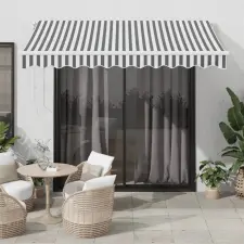 vidaXL Antracitszürke-fehér kézzel kihúzható napellenző 300 x 250 cm kerti bútor
