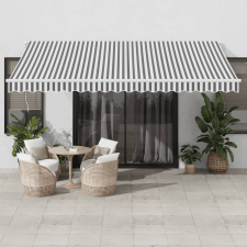 vidaXL Antracitszürke-fehér led-es automata napellenző 450 x 350 cm kerti bútor
