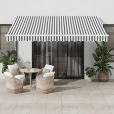 vidaXL Antracitszürke-fehér led-es kézi napellenző 400 x 300 cm kerti bútor