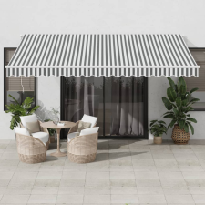 vidaXL antracitszürke-fehér LED-es kézi napellenző 450 x 350 cm kerti bútor
