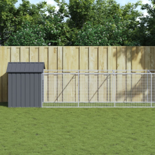 vidaXL antracitszürke horganyzott acél kutyakennel 117 x 609 x 123 cm szállítóbox, fekhely kutyáknak