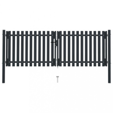 vidaXL Antracitszürke kétajtós acél kerítéskapu 306 x 150 cm kerti bútor