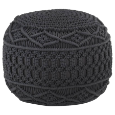 vidaXL antracitszürke kézzel készült makramé pamutpuff 45 x 30 cm bútor