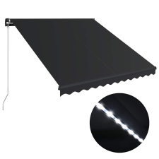 vidaXL antracitszürke kézzel kihúzható LED-es napellenző 350 x 250 cm (3051244) kerti bútor