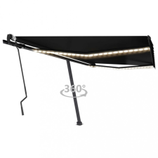 vidaXL antracitszürke kézzel kihúzható LED-es napellenző 400 x 300 cm kerti bútor