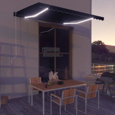 vidaXL antracitszürke kézzel kihúzható LED-es napellenző 400 x 300 cm kerti bútor