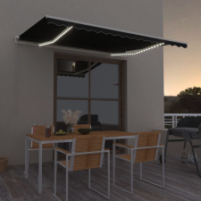 vidaXL antracitszürke kézzel kihúzható LED-es napellenző 400 x 350 cm kerti bútor
