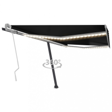 vidaXL Antracitszürke kézzel kihúzható LED-es napellenző 400 x 350 cm kerti bútor
