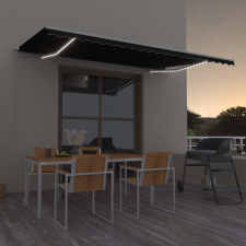 vidaXL antracitszürke kézzel kihúzható LED-es napellenző 500 x 300 cm kerti bútor