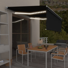 vidaXL antracitszürke kihúzható LED-es napellenző redőnnyel 4 x 3 m kerti bútor