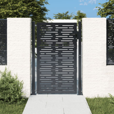 vidaXL antracitszürke négyszögmintás acél kertkapu 105 x 155 cm kerti bútor